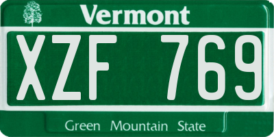 VT license plate XZF769
