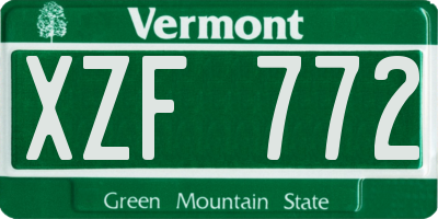 VT license plate XZF772