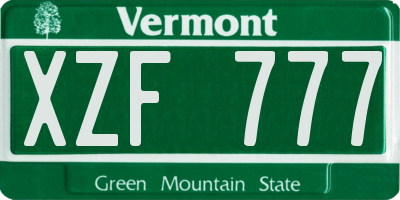 VT license plate XZF777
