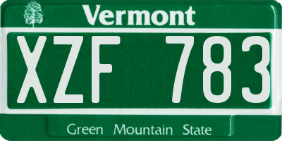 VT license plate XZF783