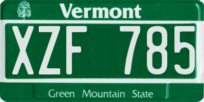 VT license plate XZF785