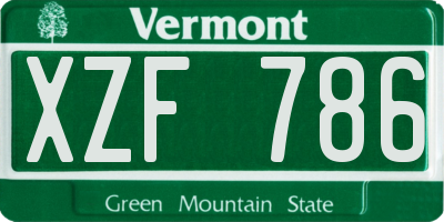 VT license plate XZF786