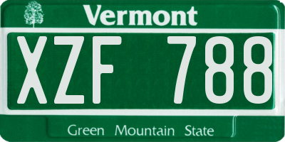 VT license plate XZF788