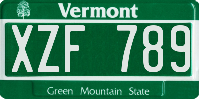 VT license plate XZF789