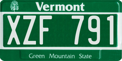 VT license plate XZF791
