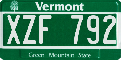 VT license plate XZF792