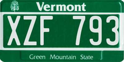 VT license plate XZF793