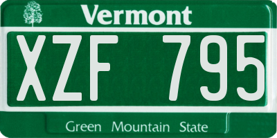 VT license plate XZF795