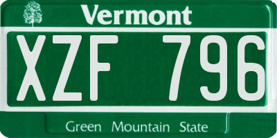 VT license plate XZF796