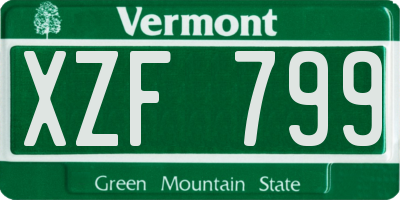VT license plate XZF799