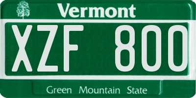 VT license plate XZF800