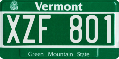 VT license plate XZF801