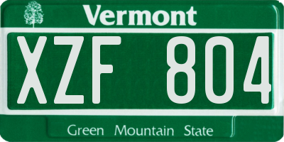 VT license plate XZF804