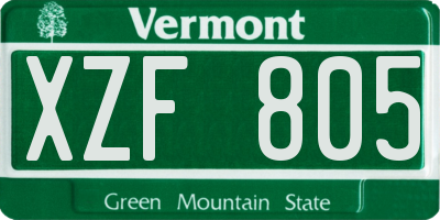 VT license plate XZF805