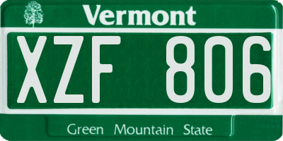 VT license plate XZF806