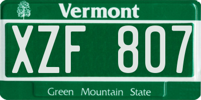 VT license plate XZF807