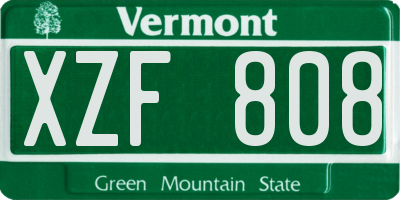 VT license plate XZF808