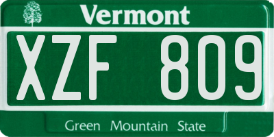 VT license plate XZF809