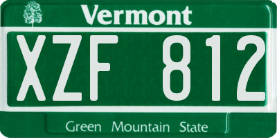 VT license plate XZF812