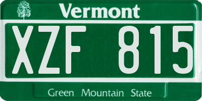 VT license plate XZF815