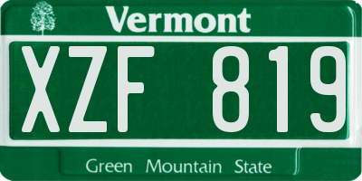 VT license plate XZF819
