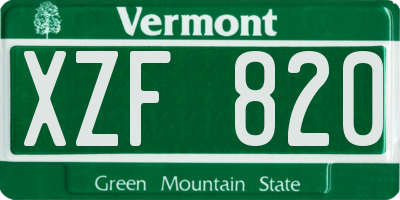 VT license plate XZF820