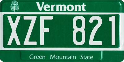 VT license plate XZF821