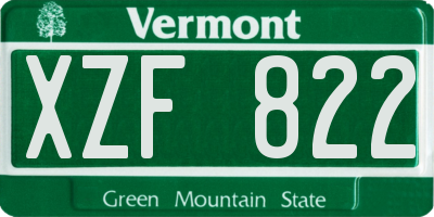 VT license plate XZF822