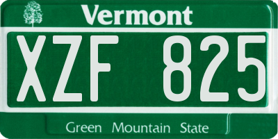 VT license plate XZF825