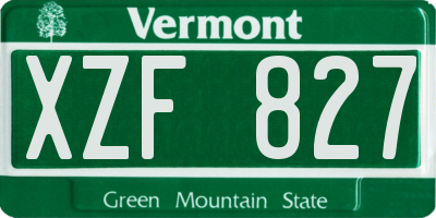 VT license plate XZF827