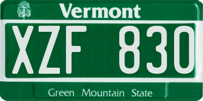 VT license plate XZF830