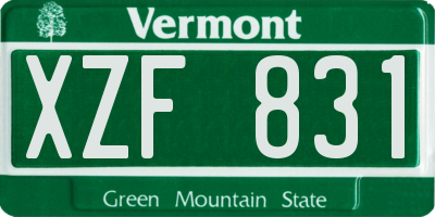 VT license plate XZF831