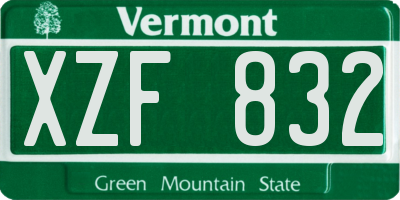 VT license plate XZF832