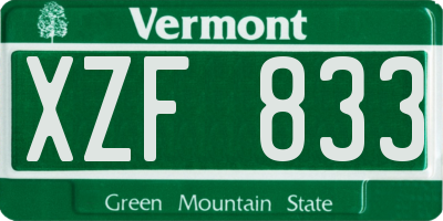 VT license plate XZF833