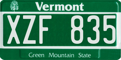 VT license plate XZF835