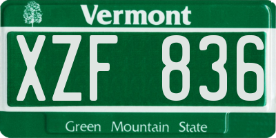 VT license plate XZF836