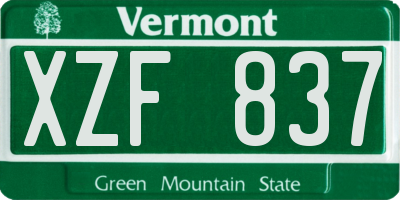 VT license plate XZF837