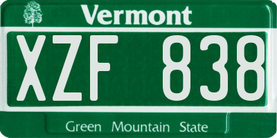 VT license plate XZF838