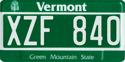 VT license plate XZF840
