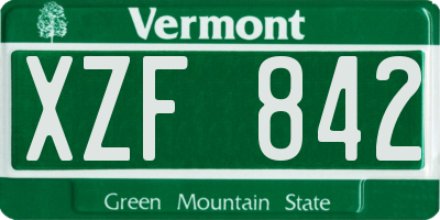 VT license plate XZF842