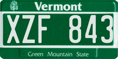 VT license plate XZF843
