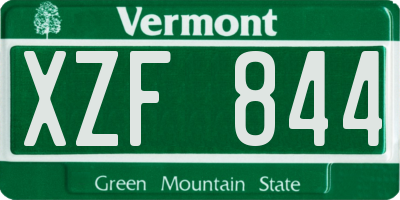 VT license plate XZF844