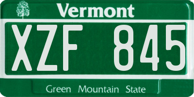 VT license plate XZF845