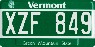 VT license plate XZF849