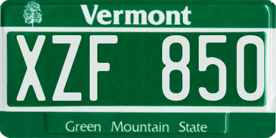 VT license plate XZF850