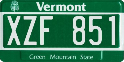 VT license plate XZF851
