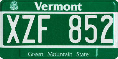 VT license plate XZF852