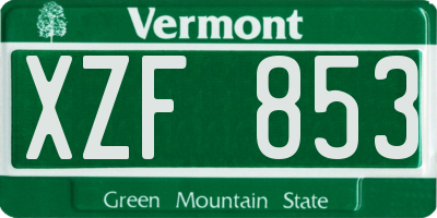 VT license plate XZF853