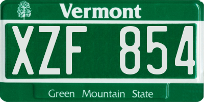 VT license plate XZF854