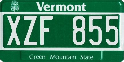 VT license plate XZF855